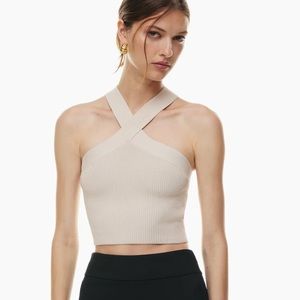 Aritzia Babaton Sculpt Criss Cross Tank in Matte Pearl XS